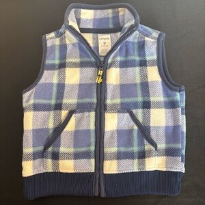 Carter's Navy and White Plaid Fleece Zip Vest